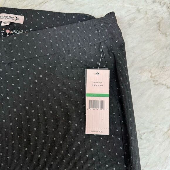 Nanette Lepore black silver stretch ponte pants size L NWT - Picture 4 of 8